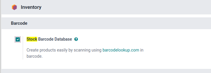 Setting to enable barcode lookup